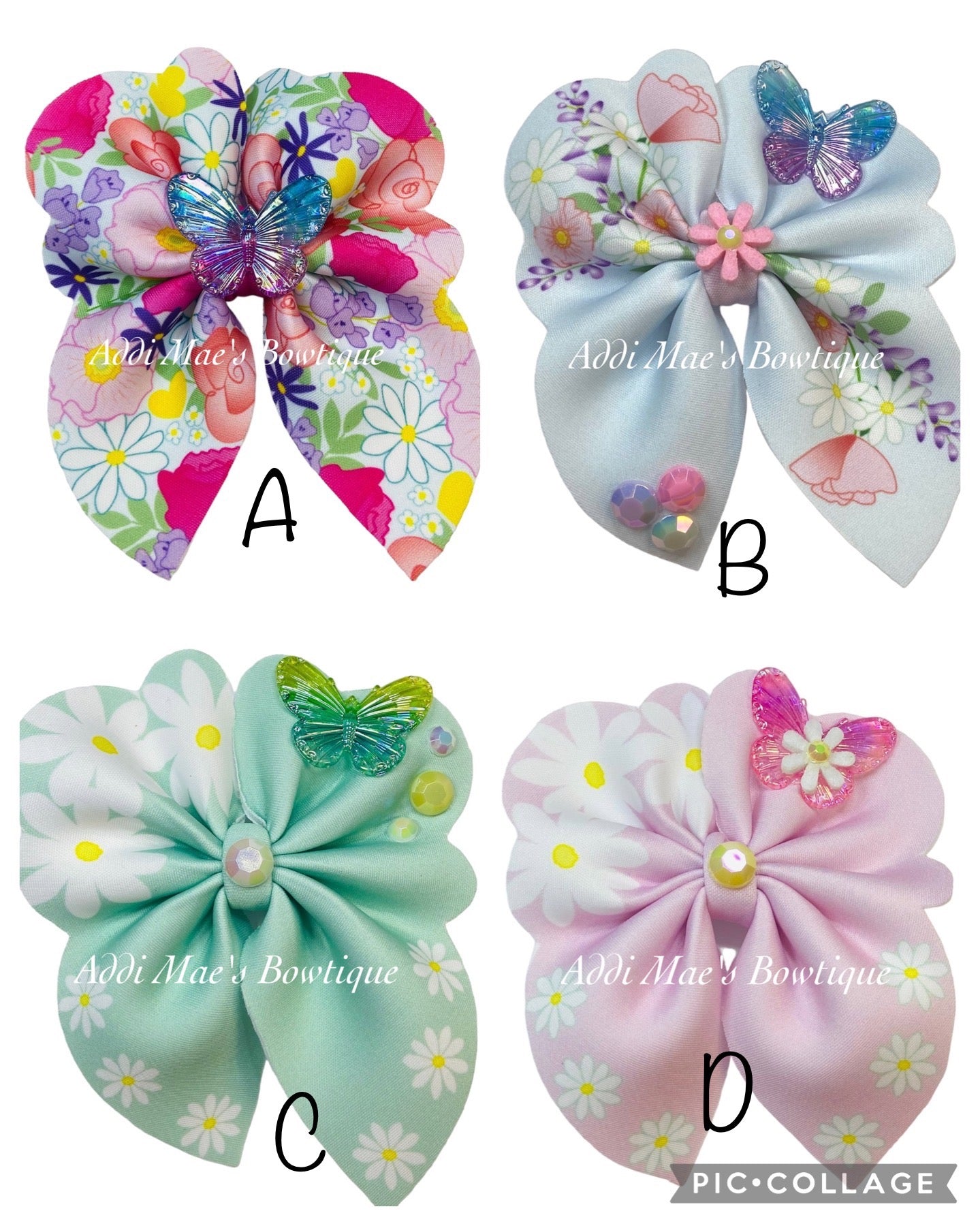 Spring Flower Garden Bubble Neoprene Fabric Sailor Hair Bow