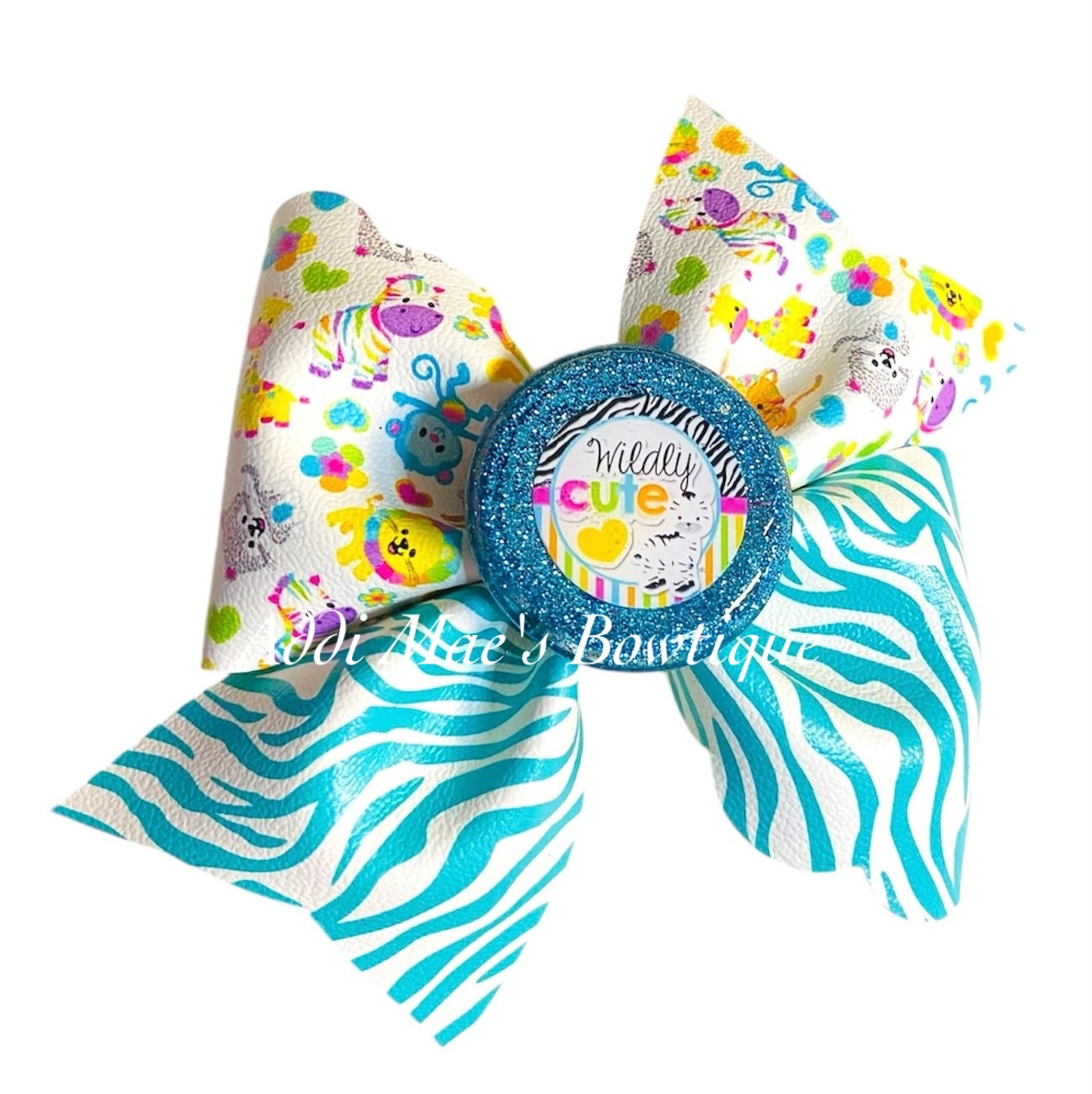 Wildly Cute Bright Safari Animals Bow