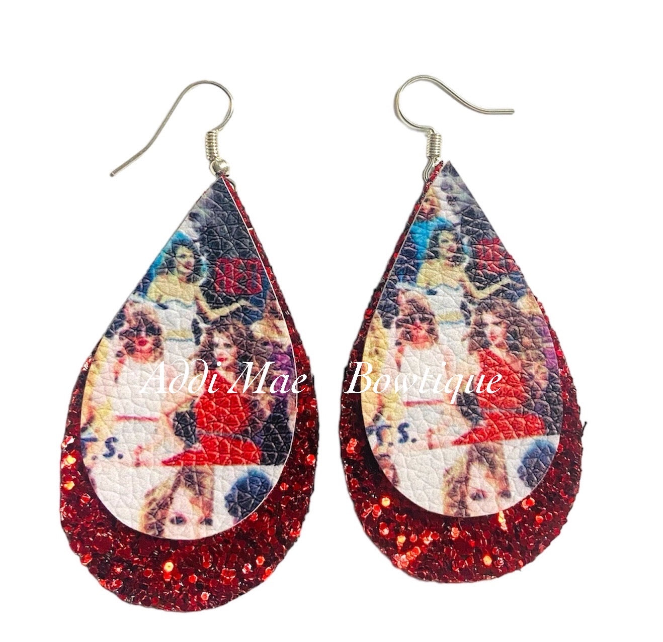 TS Stacked Tear Drop Dangle Earrings