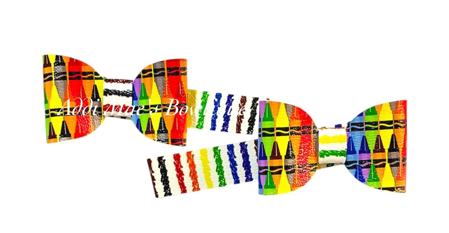 Crayons Back To School Mini Bow Alligator Clip Set