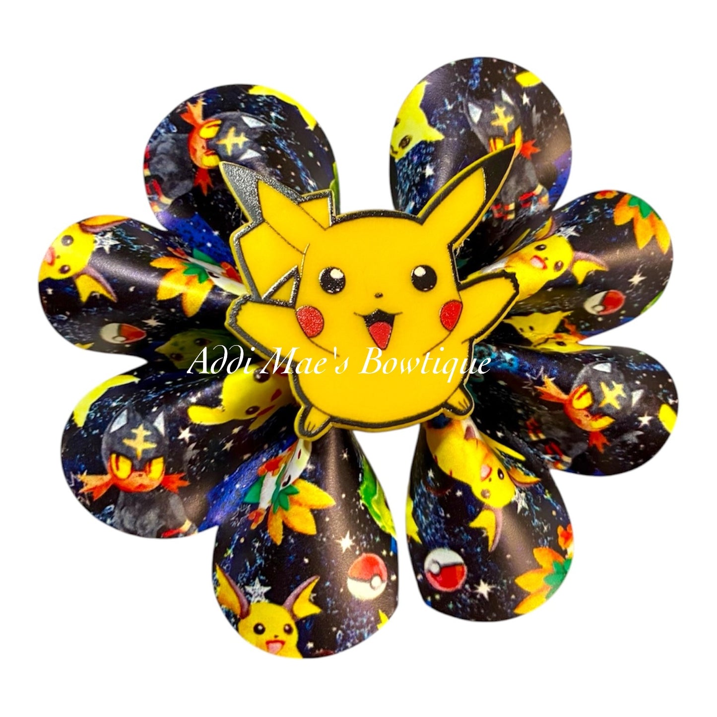 Yellow Pocket Monster Ruffle Bow