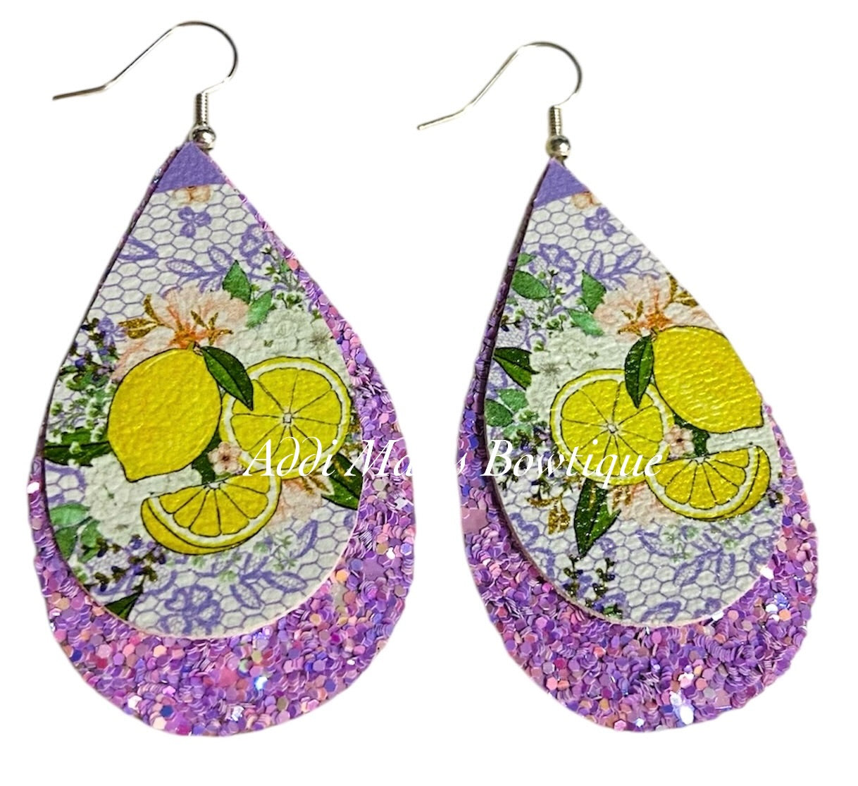 Lemon Stacked Tear Drop Dangle Earrings