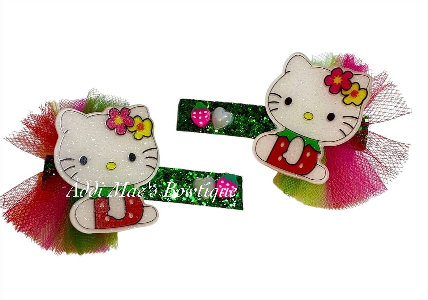 Strawberry Kitty Alligator Clip Set
