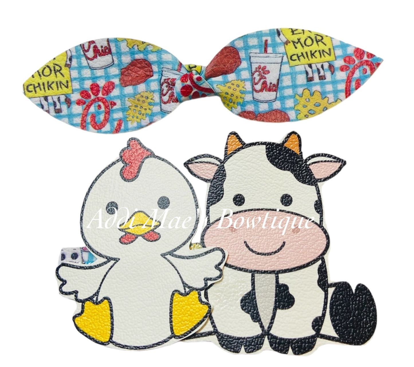 Cow Chicken Restaurant Top Knot Clip,Cow Chicken Clip Set