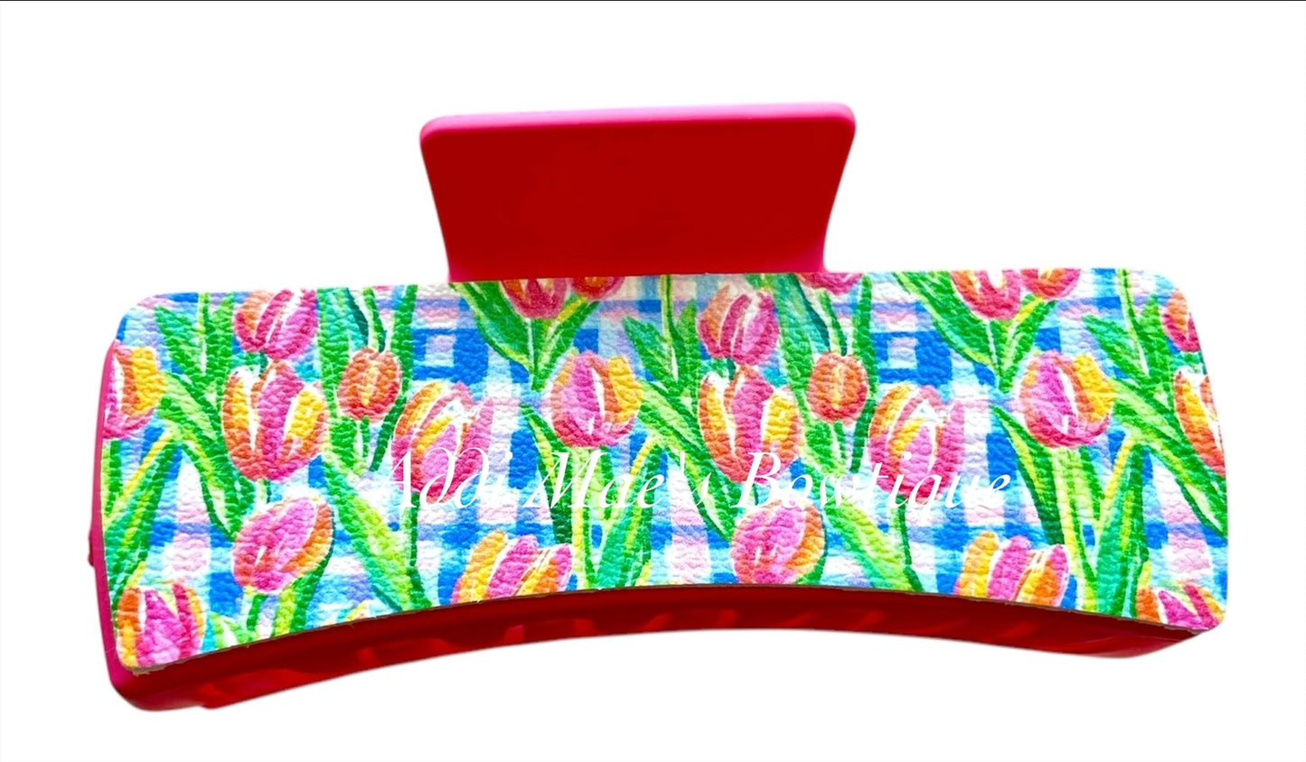 Bright Tulips XL Claw Clip