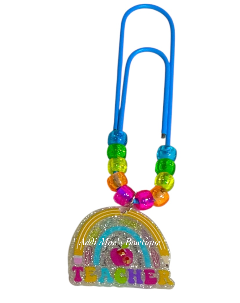 Teacher Beaded Jumbo Paperclip Bookmark