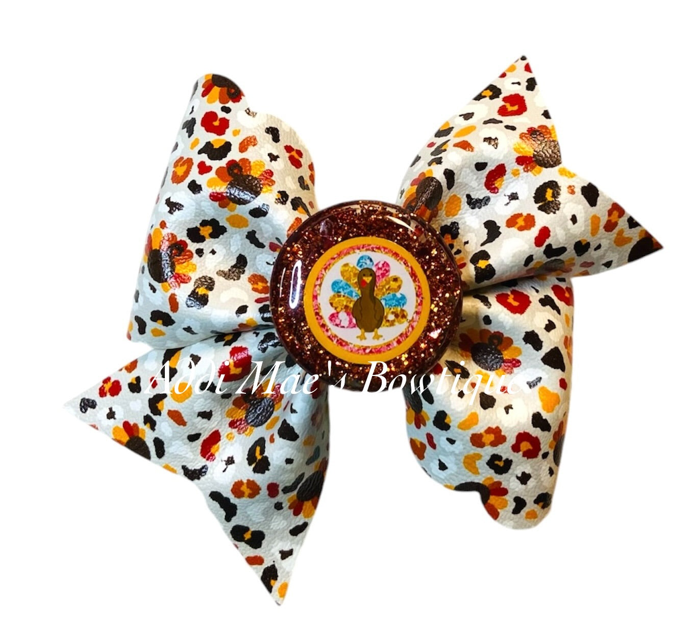 Cheetah Turkey Thanksgiving Fall Bow