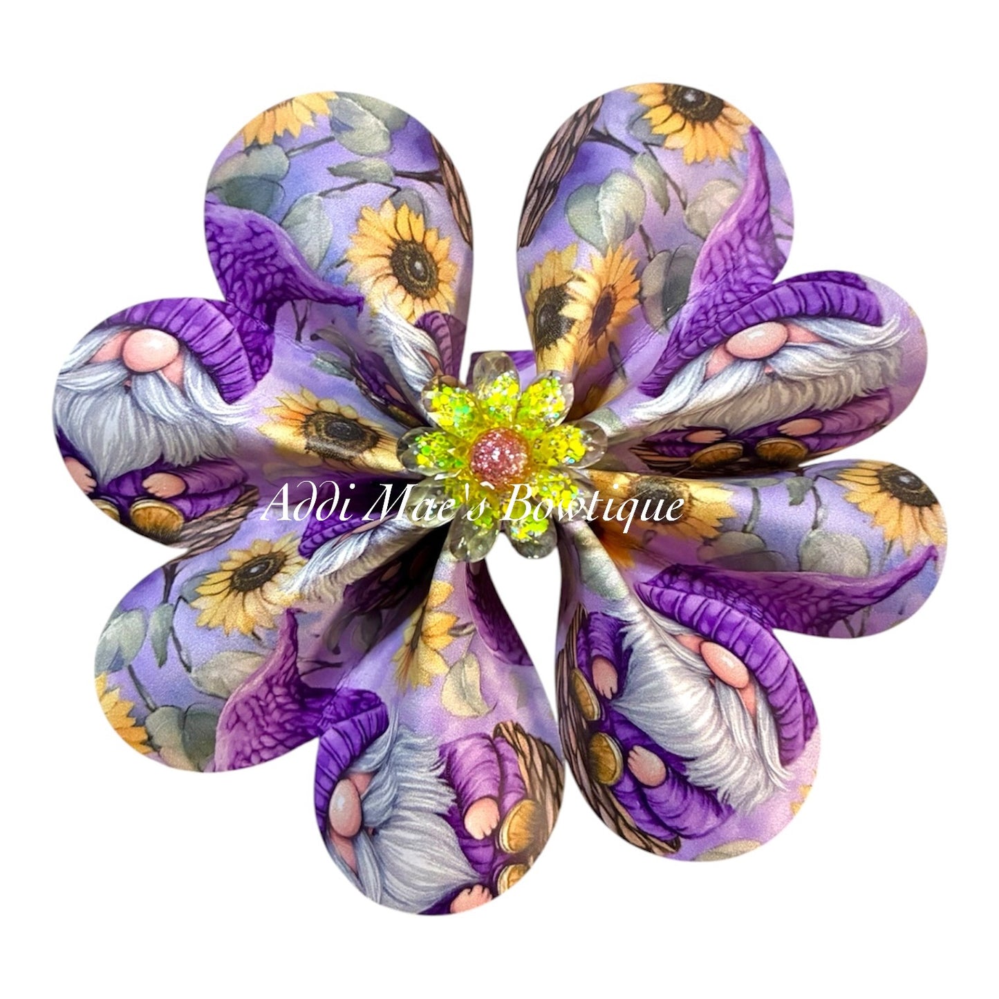 Gnome Sunflower Ruffle Bow