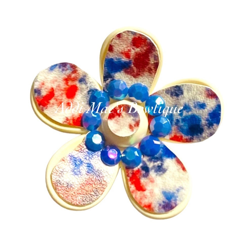 Patriotic Tie Dye Flower Claw Clip