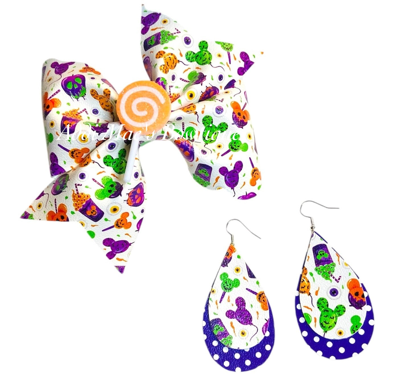 Spooky Halloween Treats Bow & Earrings Set