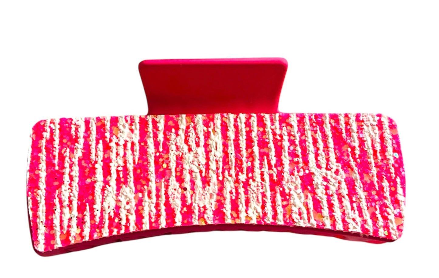 Pink Stripes Glitter XL Claw Clip