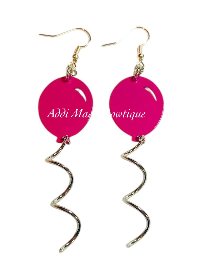 Pink Balloon Metallic Dangle Earrings