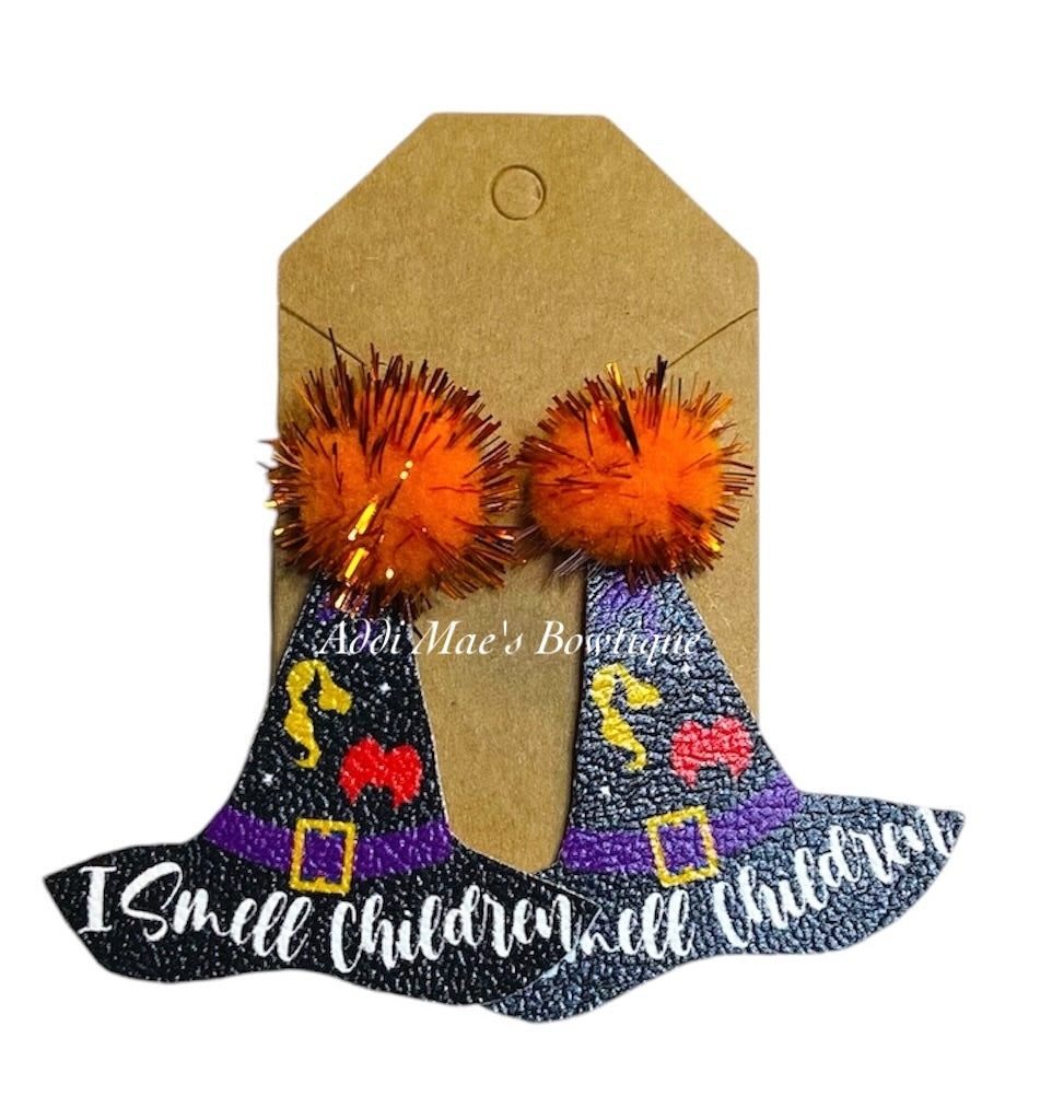 Witch Sisters Halloween Witch Hat 12mm Earring Studs