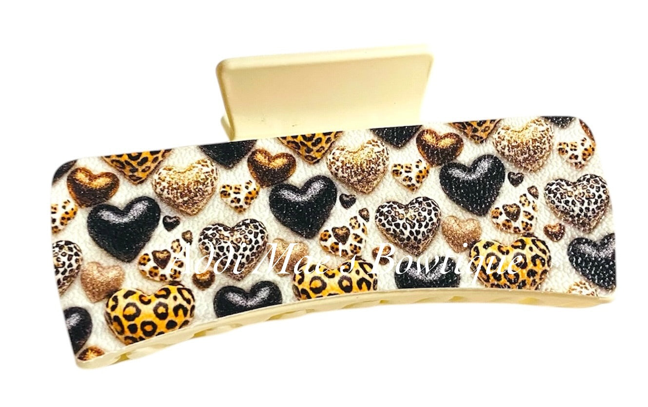 Leopard Hearts XL Claw Clip