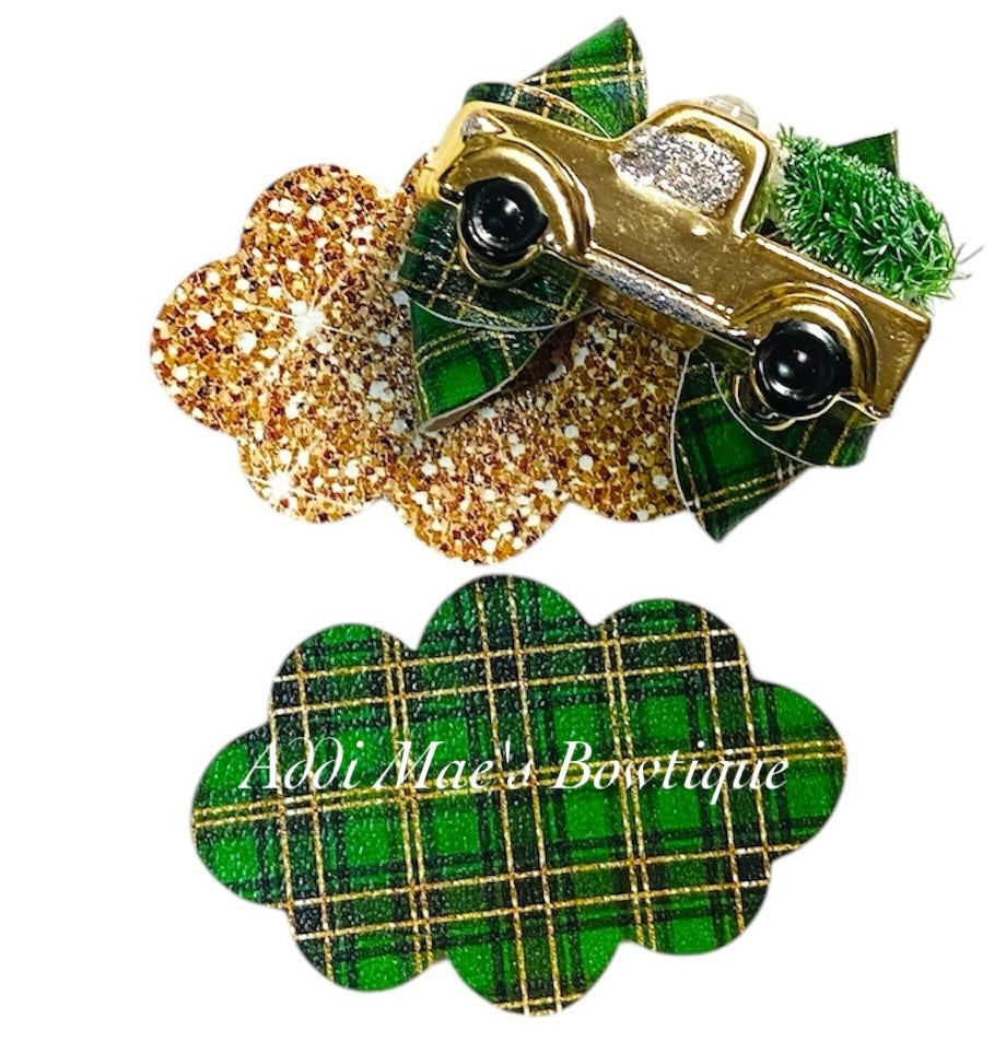 Vintage Truck Christmas Plaid Snap Clip Set