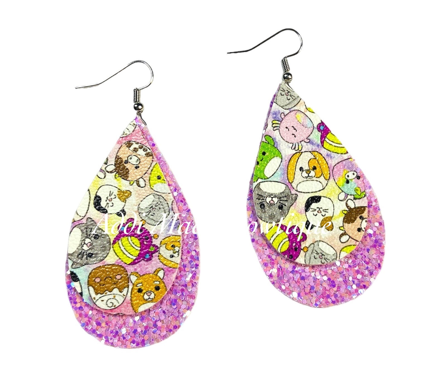 Squishy Marshmallow Toy Stacked Tear Drop Dangle Earrings