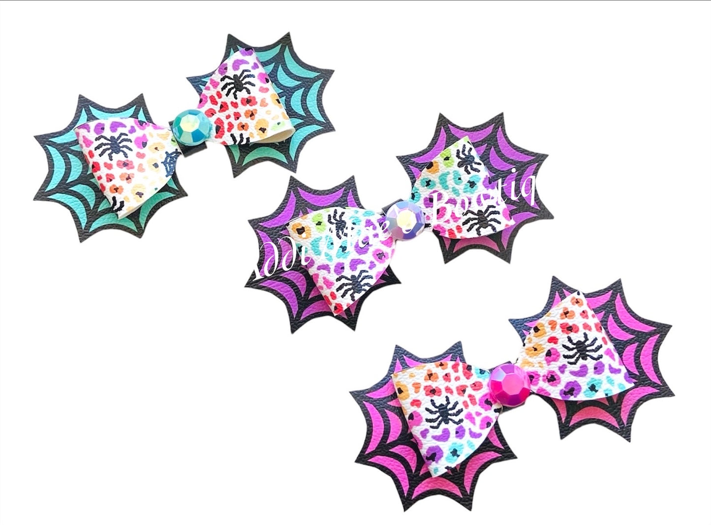 Neon Rainbow Spider Web Clip Halloween
