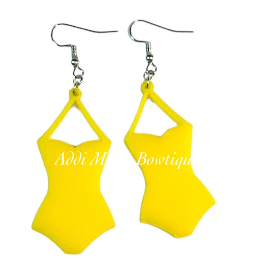 Yellow Swimsuit Acrylic Dangle Earrings