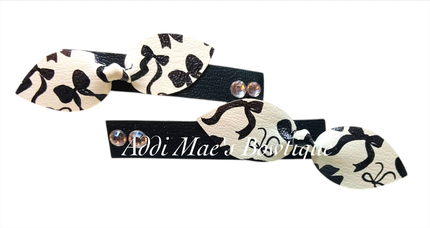 Black Bows Mini Top Knot Alligator Clip Set