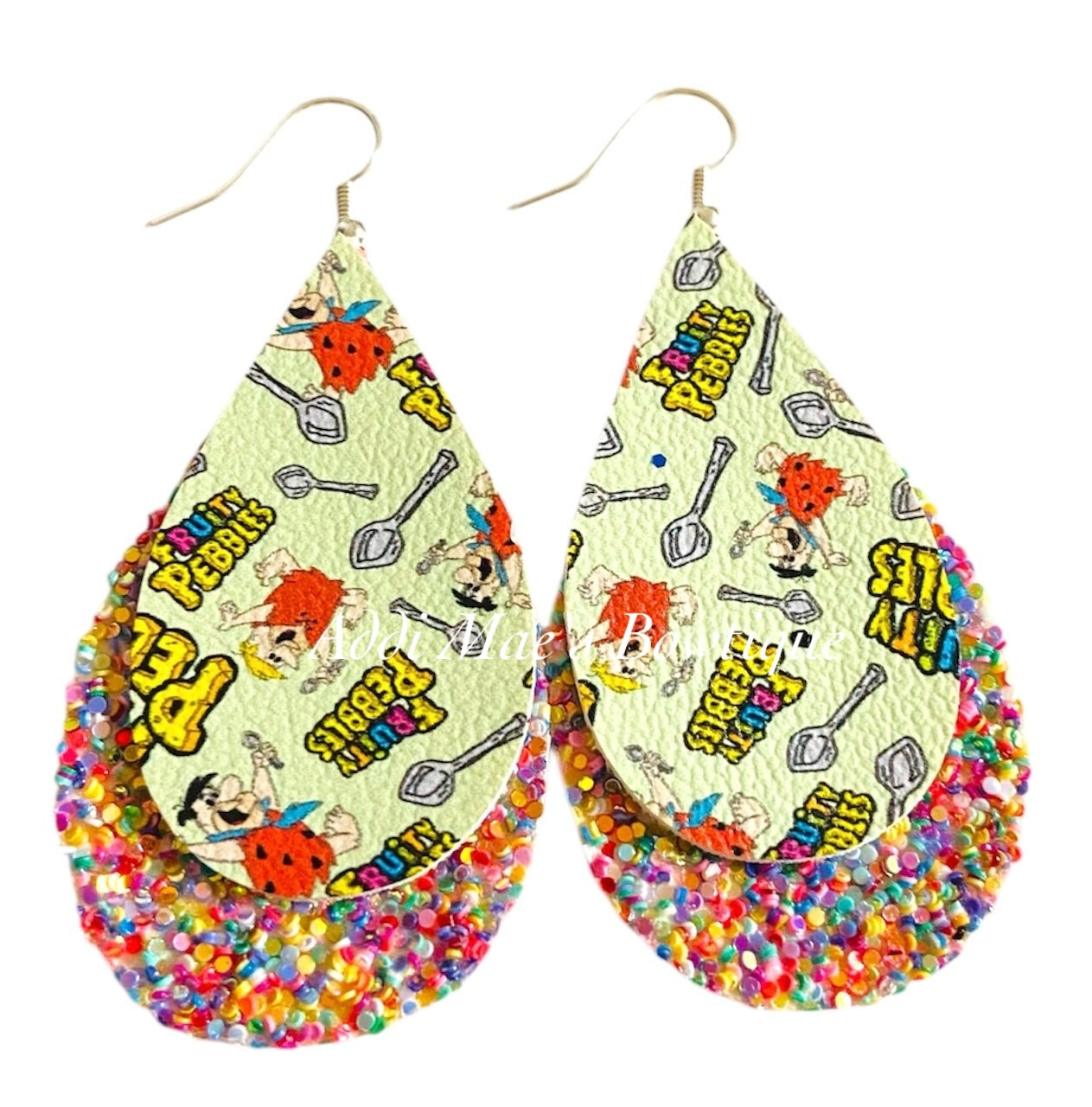 Fruity Breakfast Cereal Stacked Tear Drop Dangle Earrings