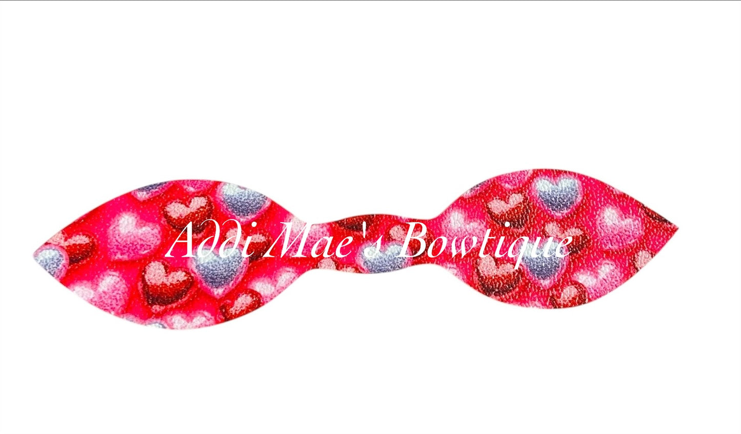 Floating Pink and Red Hearts Top Knot Pony / Clip