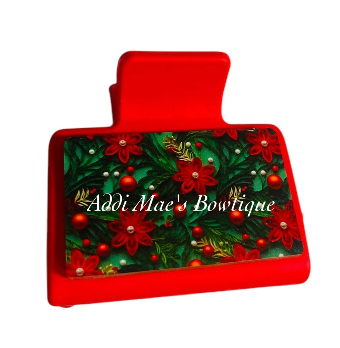 Poinsettias Christmas Flowers Acrylic Small Claw Clip