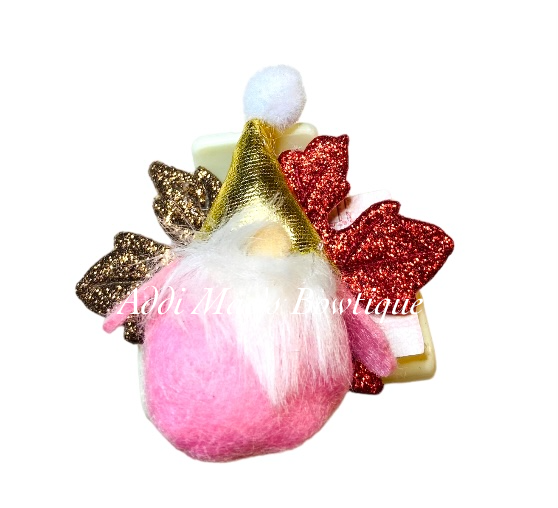Plush Gnome Fall Leaves Small Claw Clip