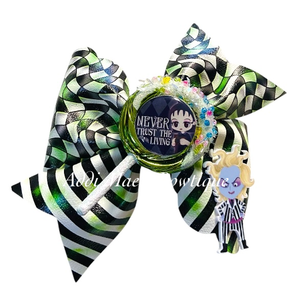Beetle Green Hair Ghost Movie Bad Guy Halloween Bow