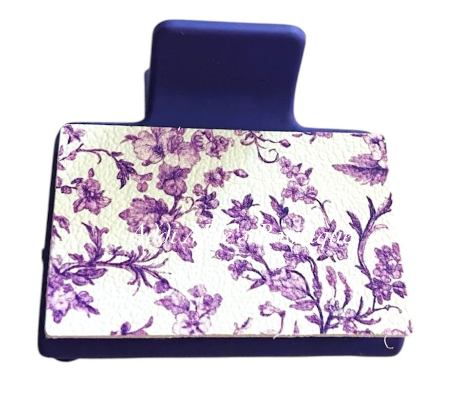 Purple Toile Roses Small Claw Clip