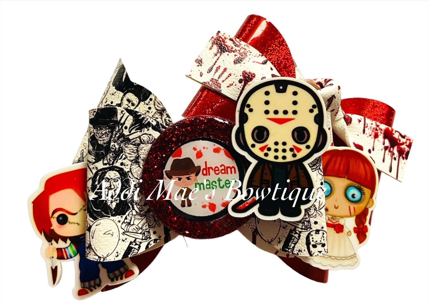 Scary Movie Bad Guys Halloween Bow