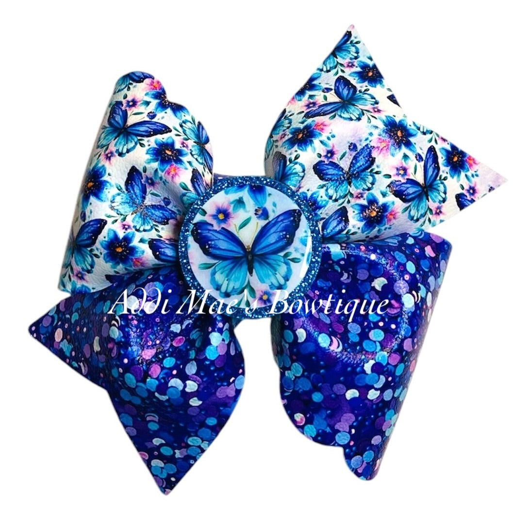 Blue Butterfly Sequin Bow