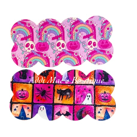 Pink Watercolor Squares/ Rainbows Halloween Snap Clip Set