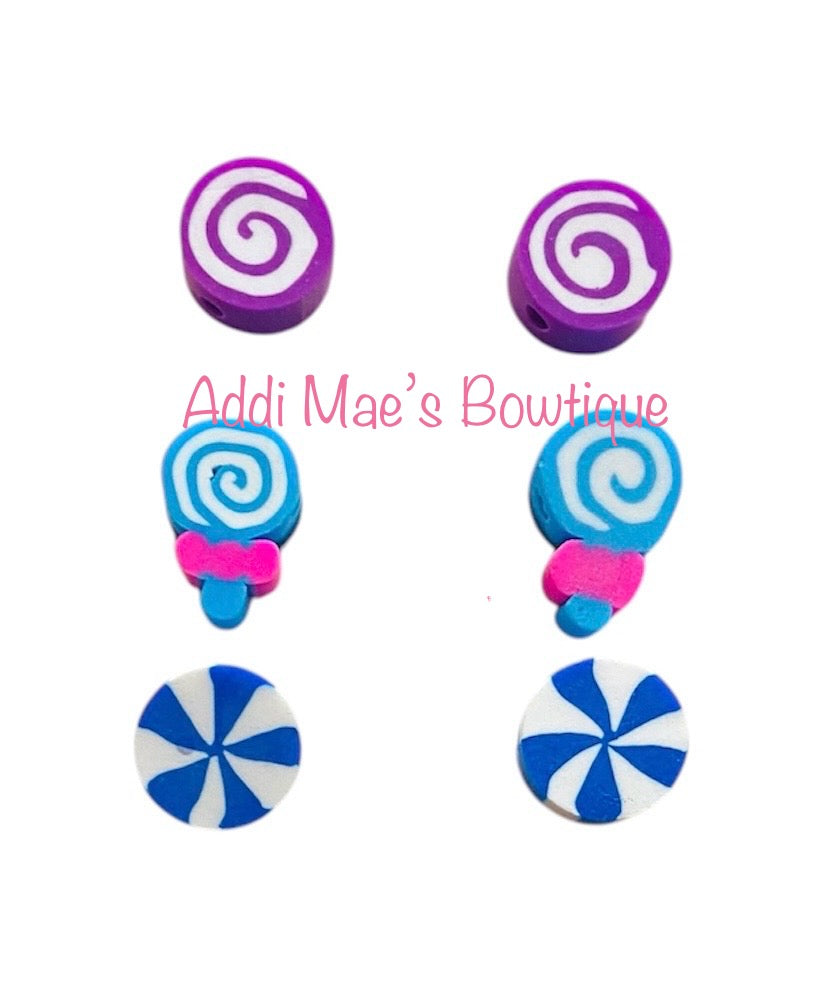 Lollipop Swirls Trio 8mm Earring Studs
