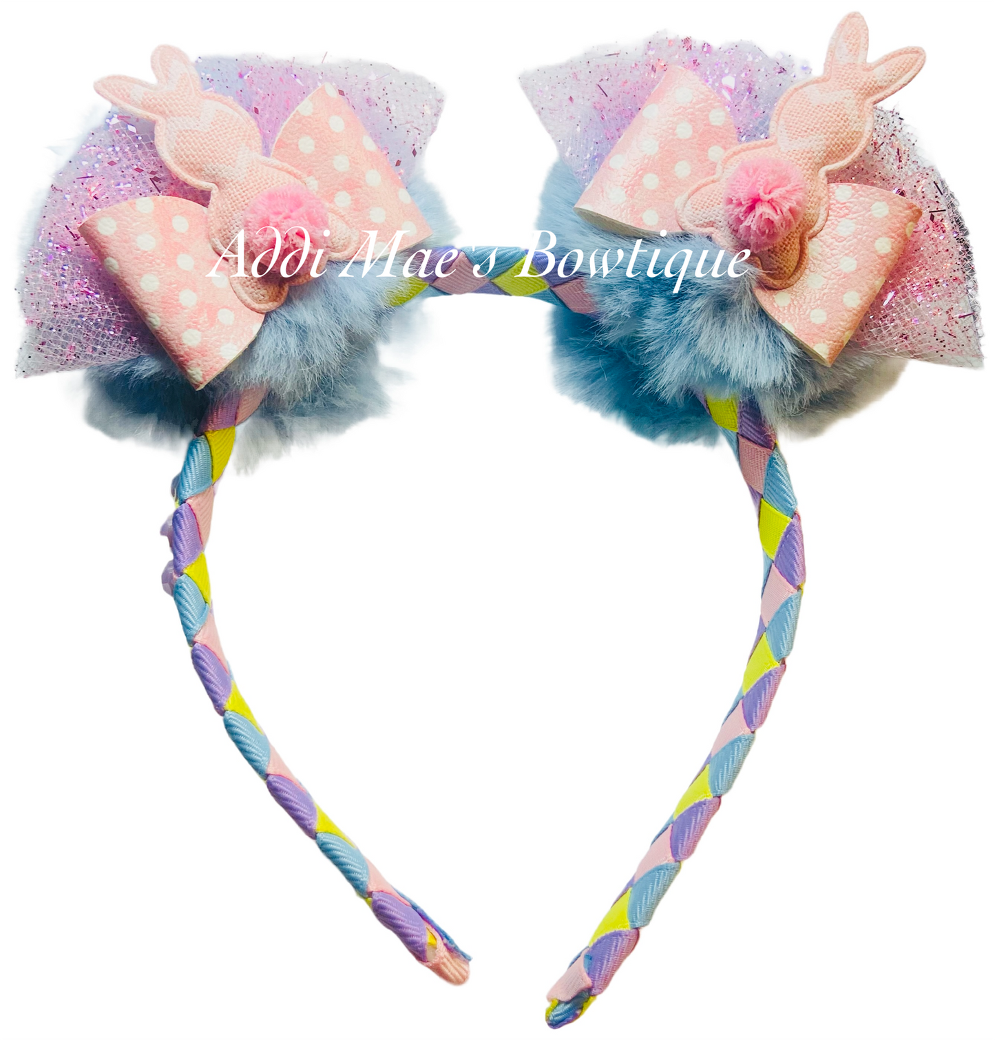 Bunny Pom Pom Ribbon Headband