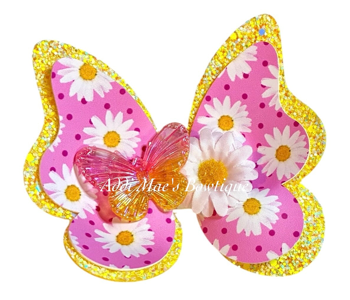 Pink Daisy Butterfly Bow