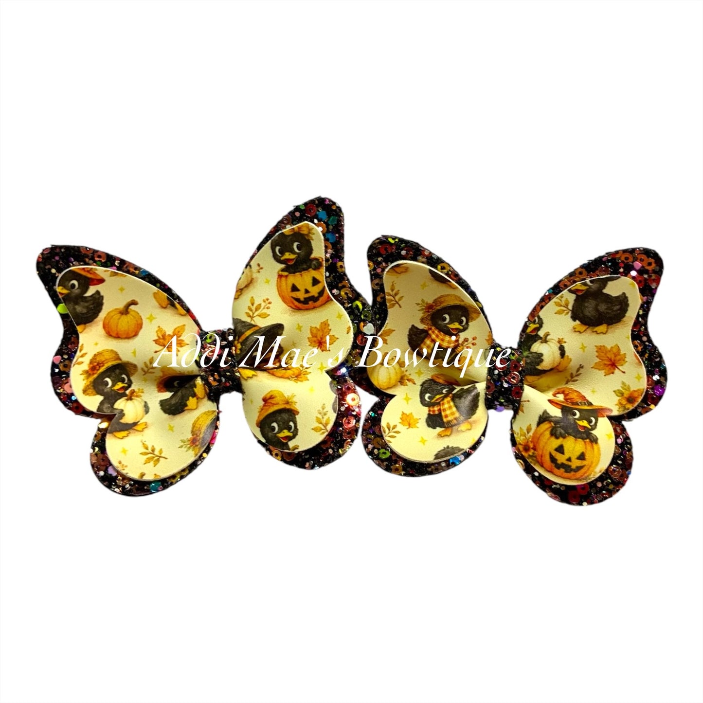 Halloween Ducks Mini Butterfly Pigtail Bow Set