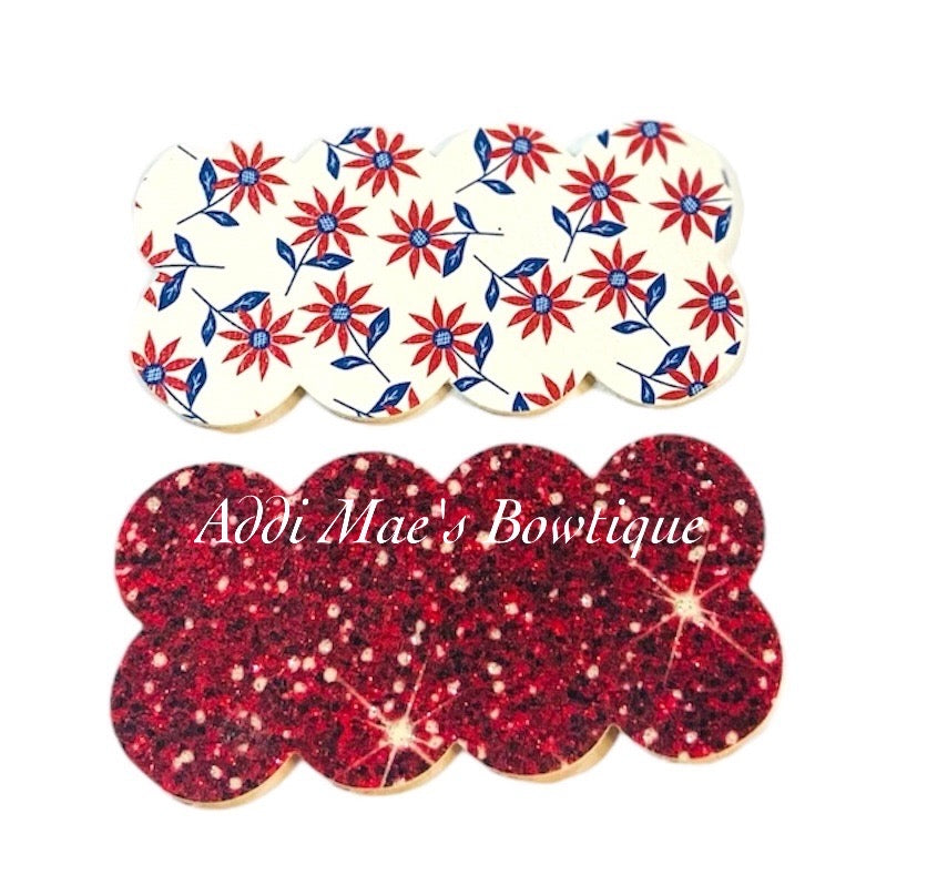 Red Blue Flowers Snap Clip Set
