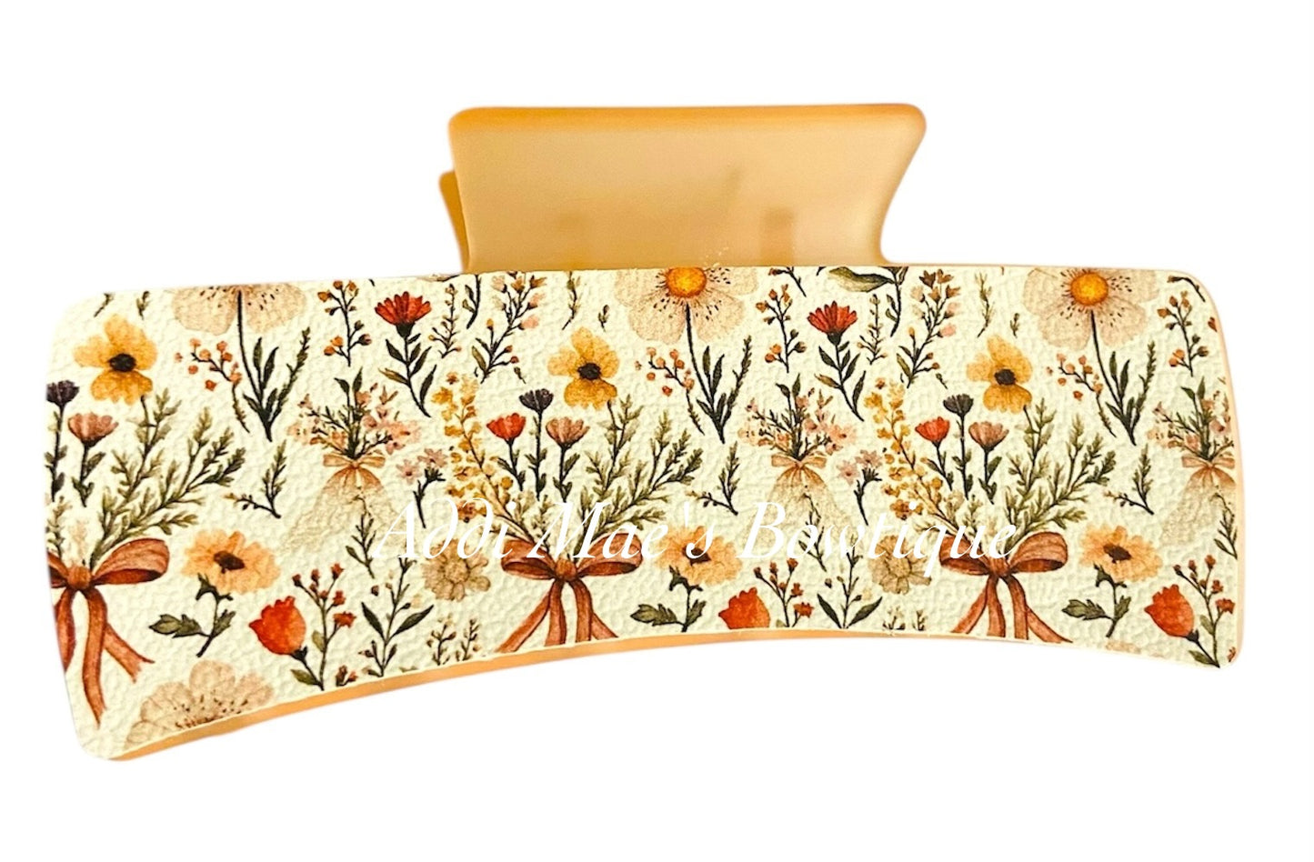 Brown Floral Bows XL Claw Clip