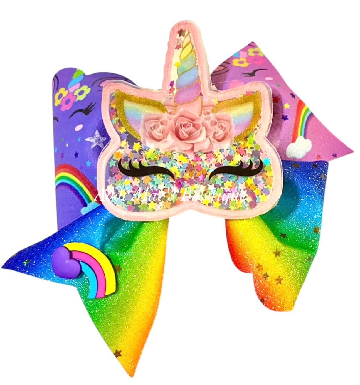 Bright Rainbow Unicorn Bow
