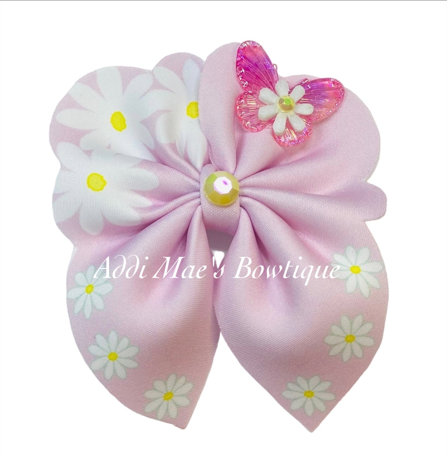 Spring Flower Garden Bubble Neoprene Fabric Sailor Hair Bow