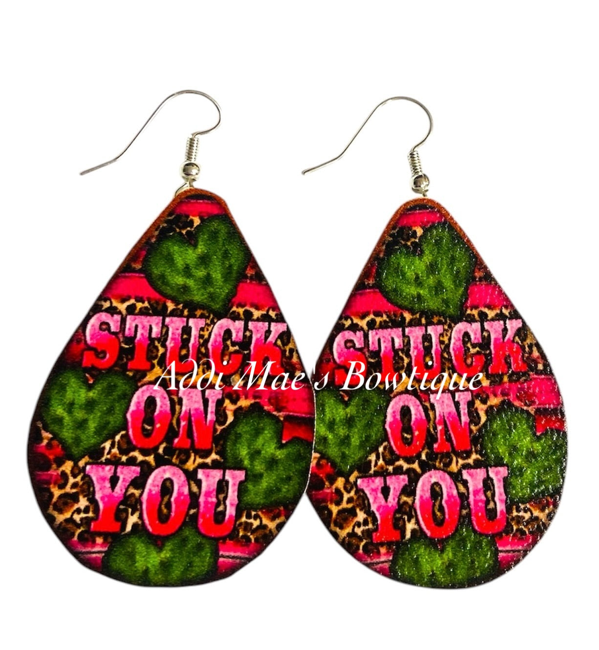 Stuck On You Valentines Dangle Earrings