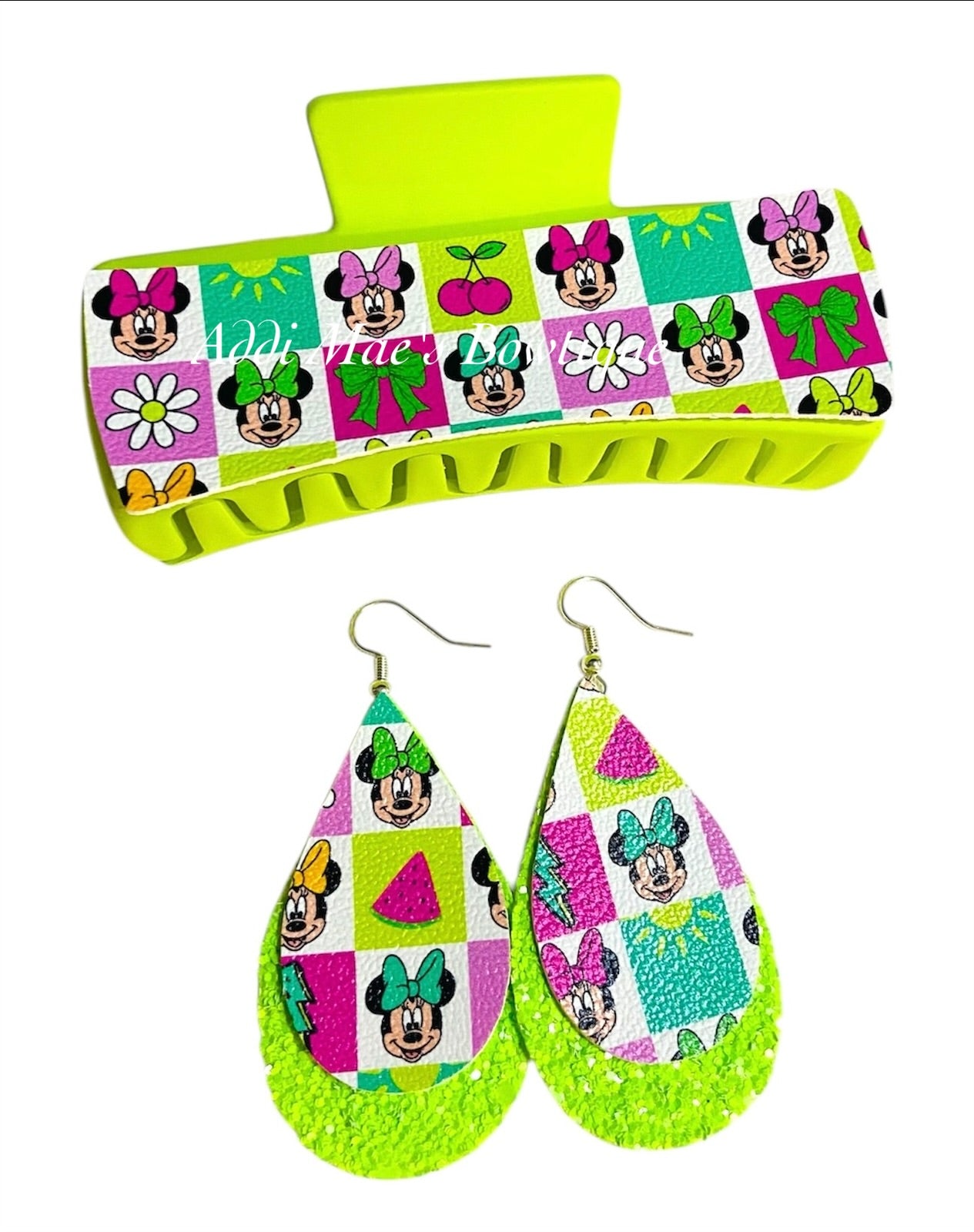 Summer Miss Mouse XL Claw Clip Earring Set