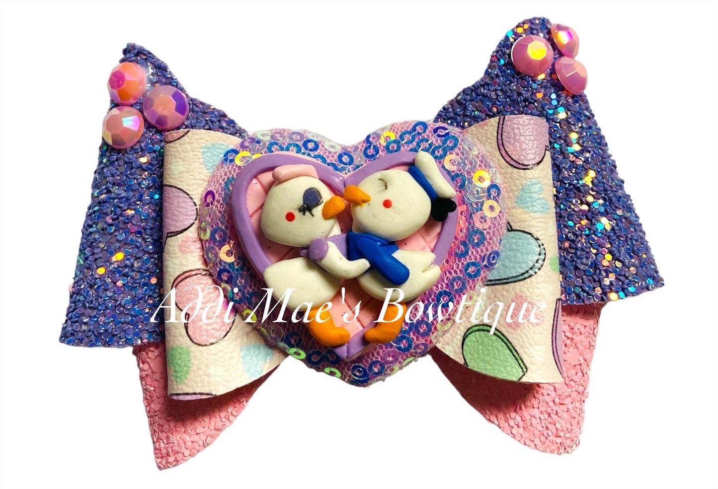 Kissing Ducks Hearts Valentines Day Love Bow