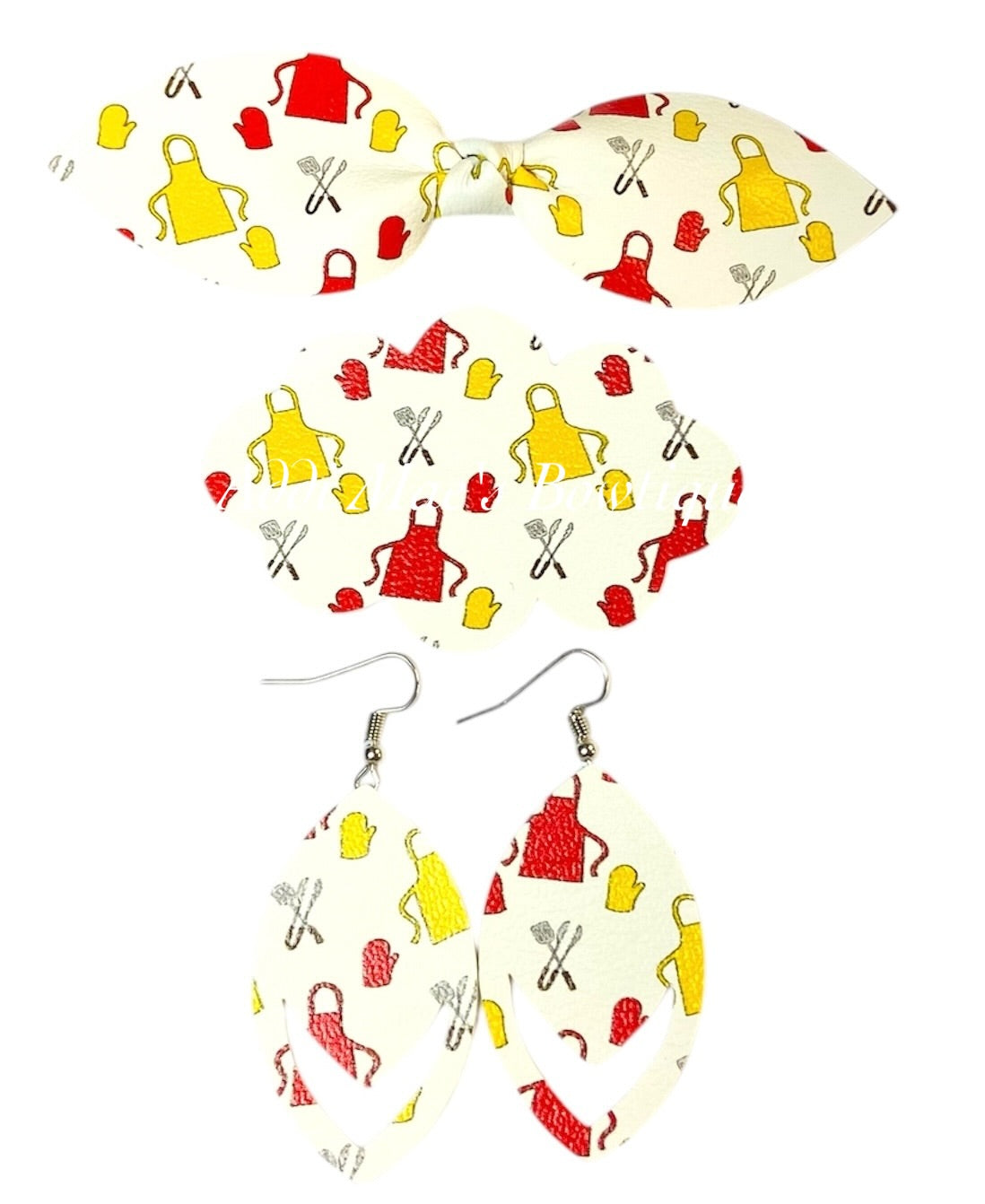 Grilling Time Top Knot Clip, 3” Snap Clip, & Earrings Set