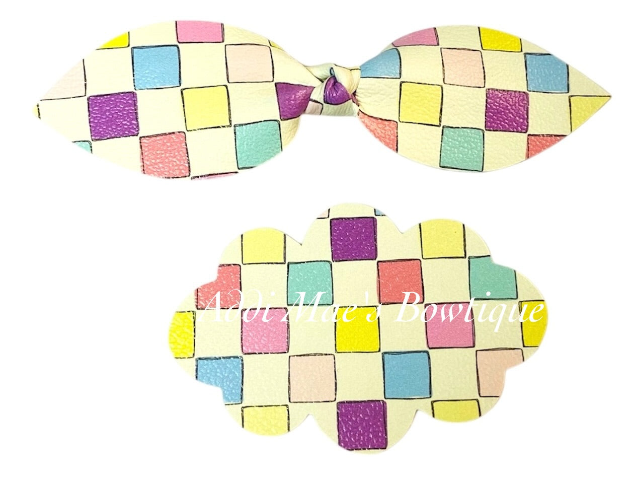 Pastel Squares Top Knot Clip & 3” Snap Clip Set