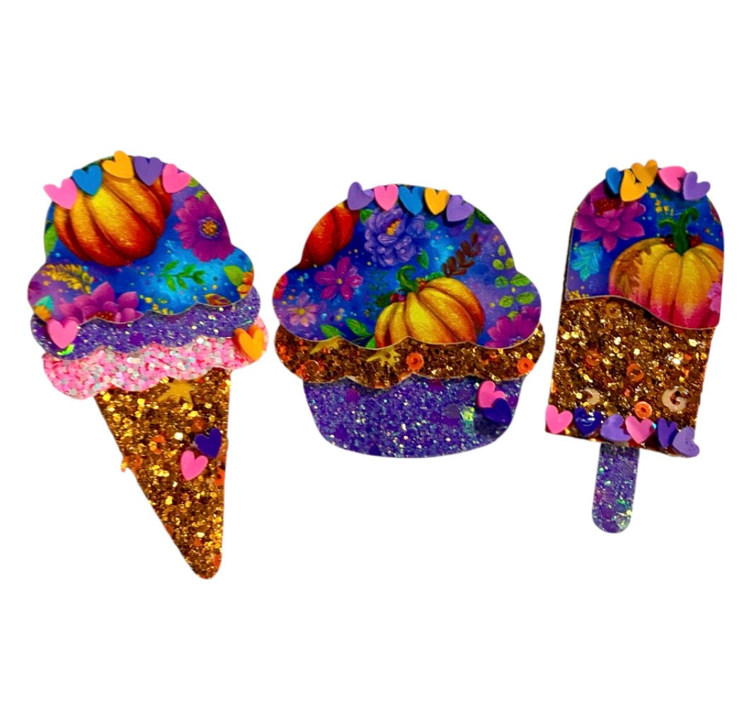 Pretty Pumpkins Ice Cream Popsicles Clip