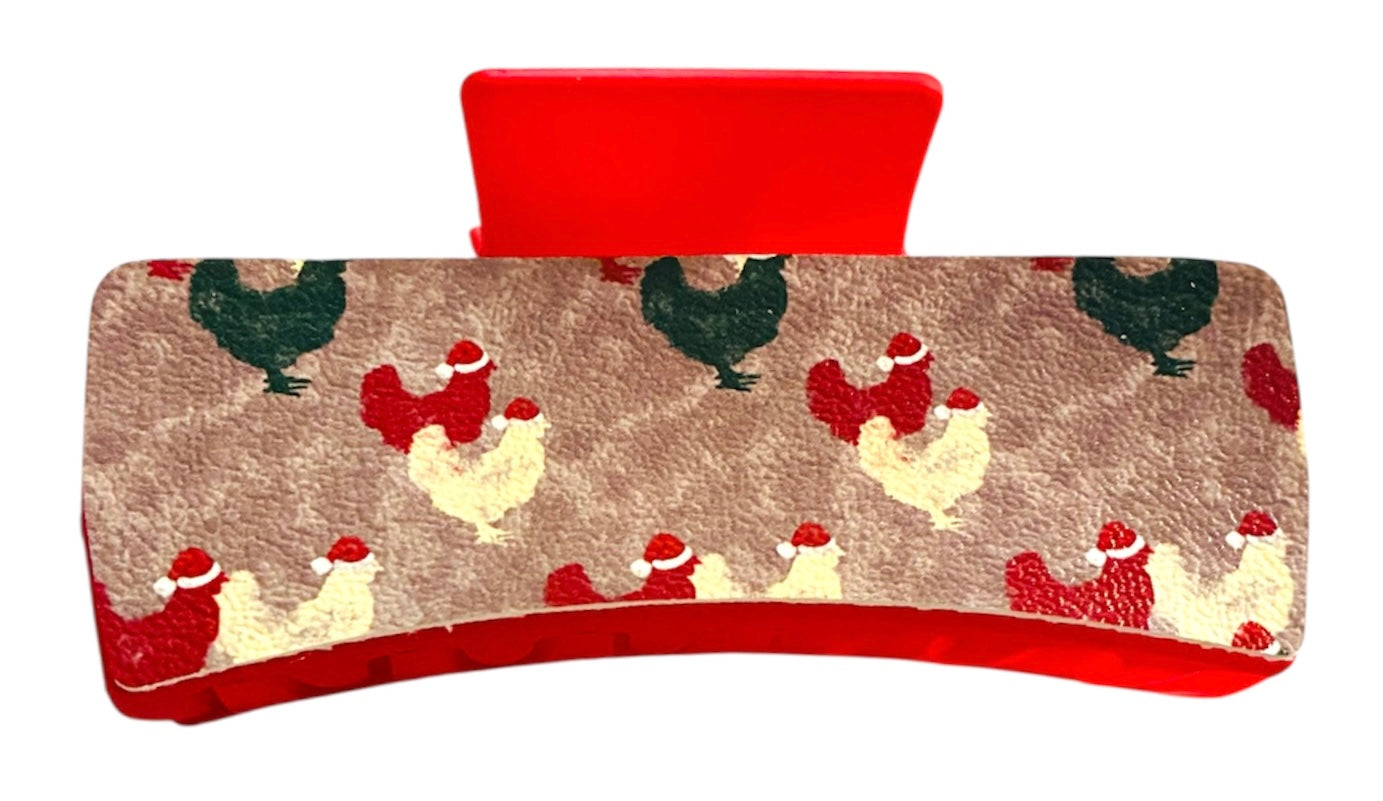 Christmas Chickens XL Claw Clip