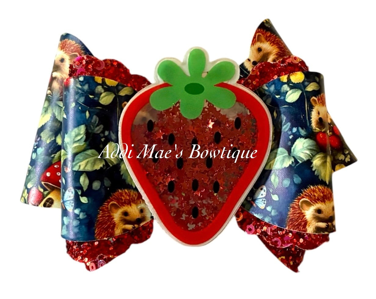 Strawberry Mushroom Hedgehog Bow