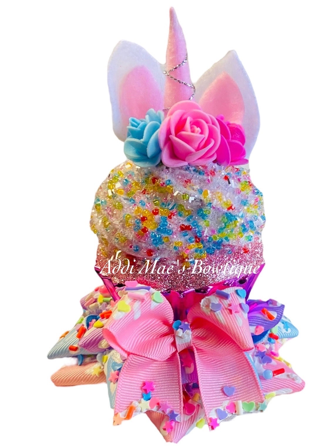 Unicorn Cupcake Sprinkle Present Bow