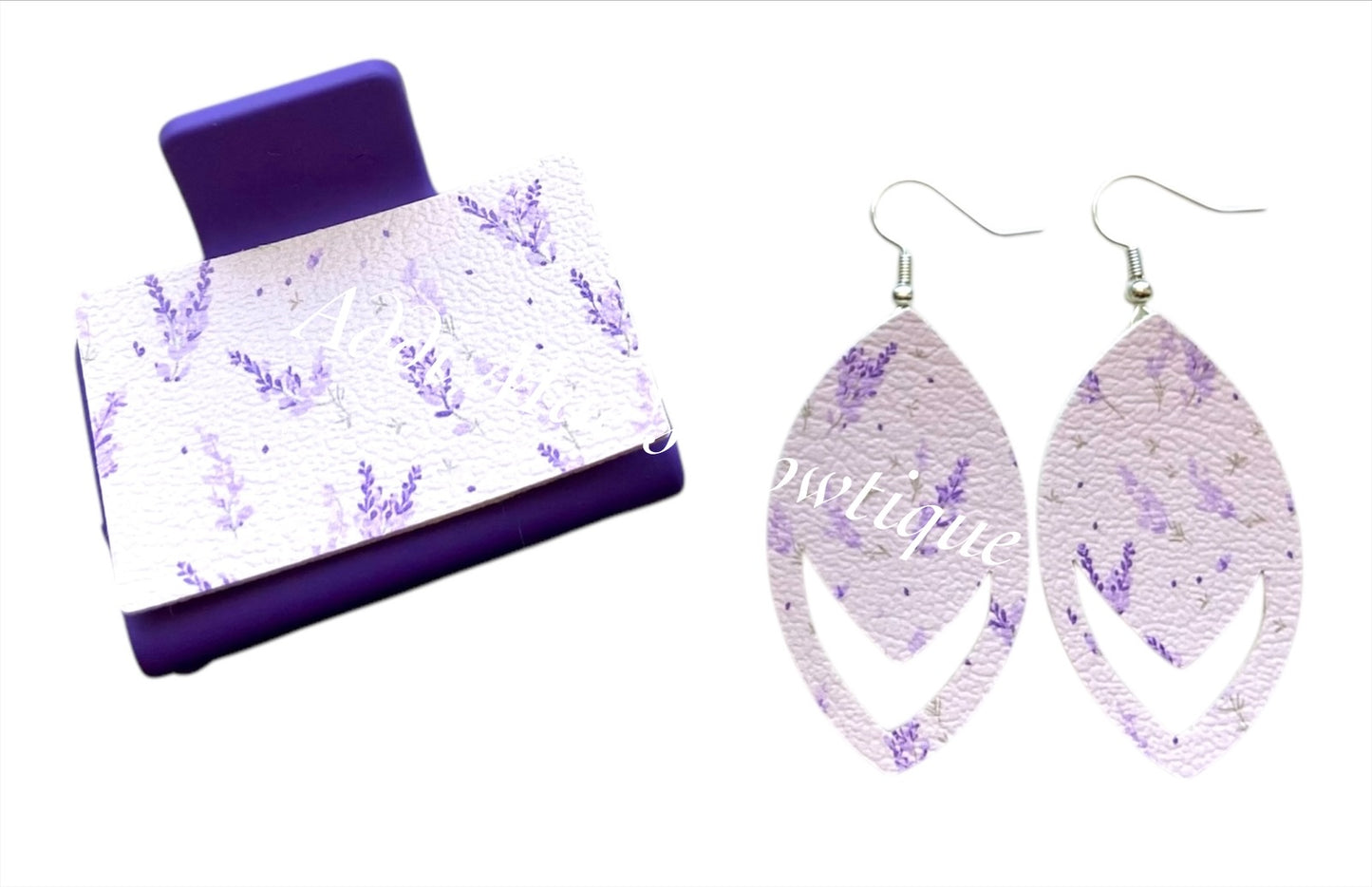 Lavender Floral Small Claw Clip Earring Set